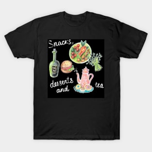 food on a black background, like drawn with chalk T-Shirt